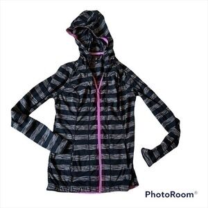 Lukka striped athletic zip up hoodie